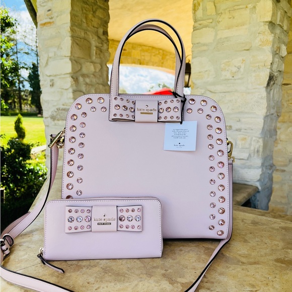 Kate Spade Bow Davies Mews Merriam Satchel Bag Purse pink wallet NWT RARE Bags